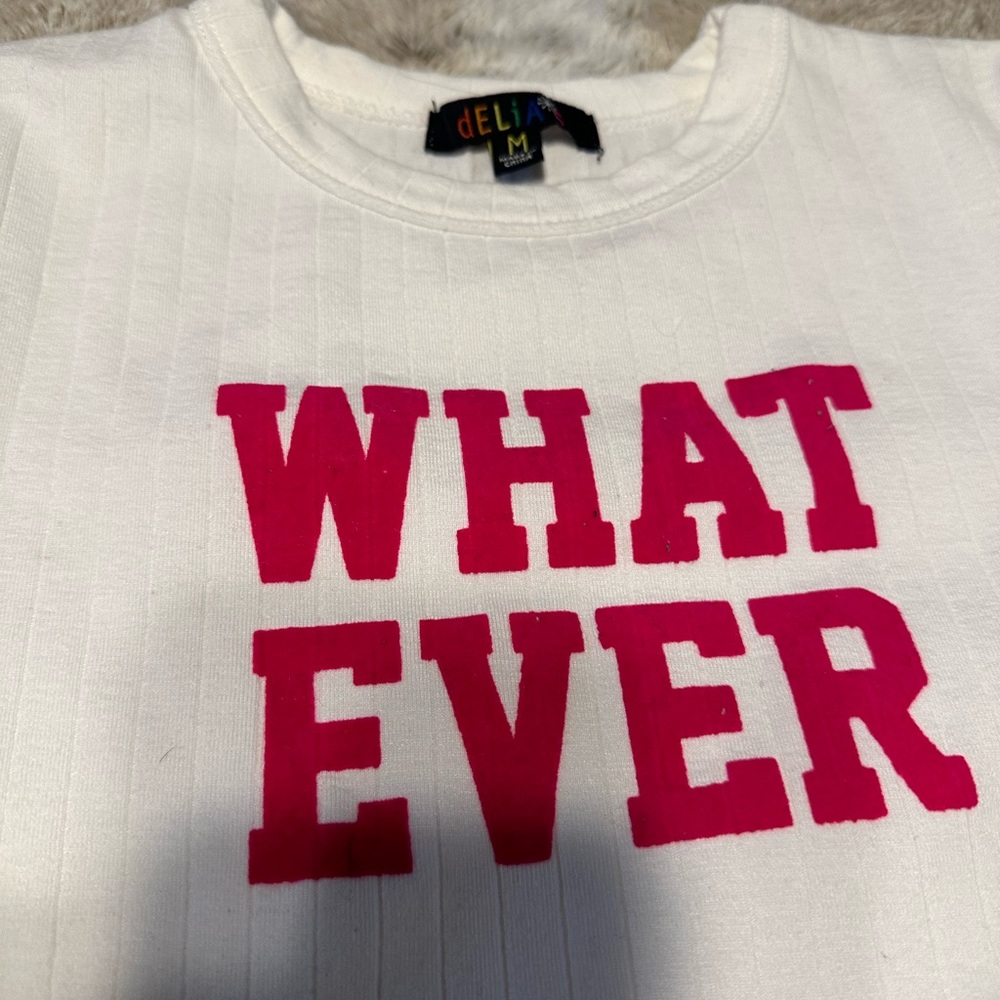 “WHATEVER” Ribbed Croptop - Picture 2 of 3